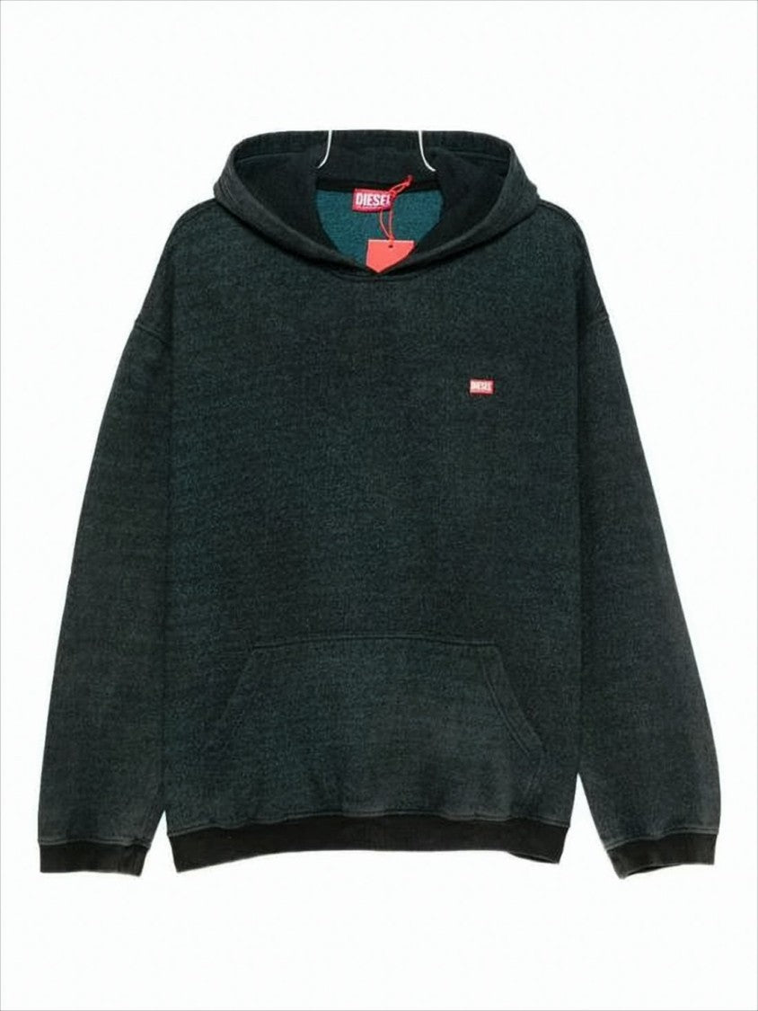 Diesel Relaxed-Fit Black Hoodie With Textured Fabric