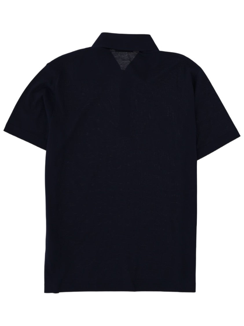 Herno Black Short-Sleeve Polo With Classic Collar And Three-Button Placket