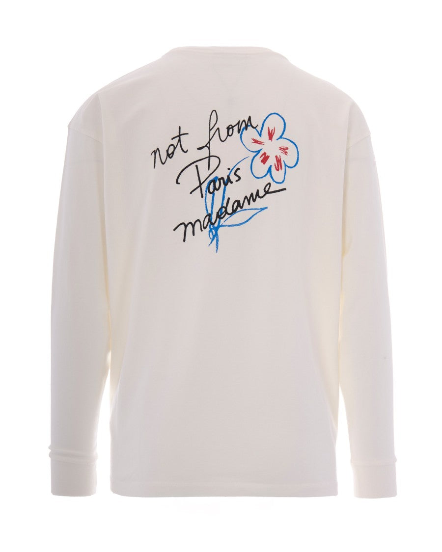 Drôle De Monsieur Long-Sleeve T-Shirt With Esquisse Slogan And Ribbed Collar