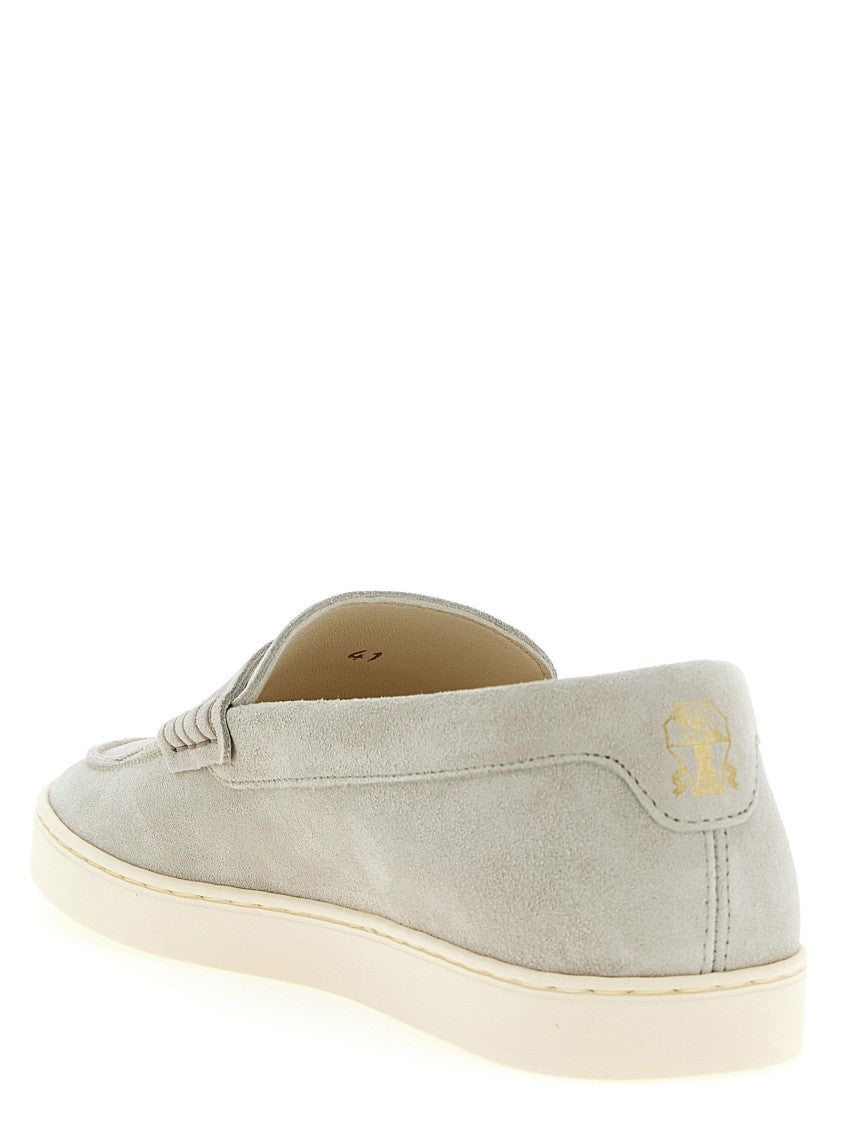 Brunello Cucinelli Suede Slip-On Loafers With Natural Latex Sole