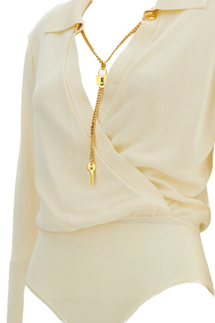 Elisabetta Franchi White Body Tricot Viscose Bodysuit