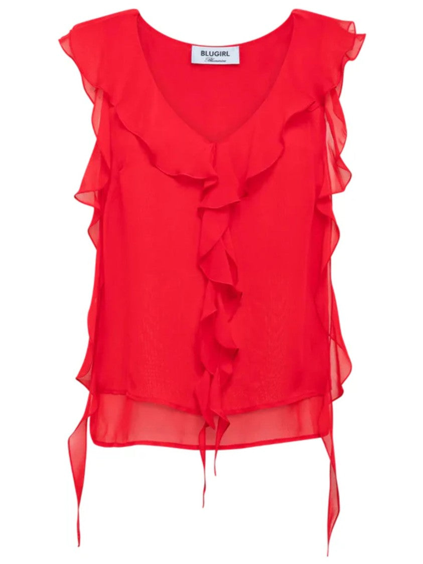 Blugirl Sleeveless Ruffled V-Neck Blouse