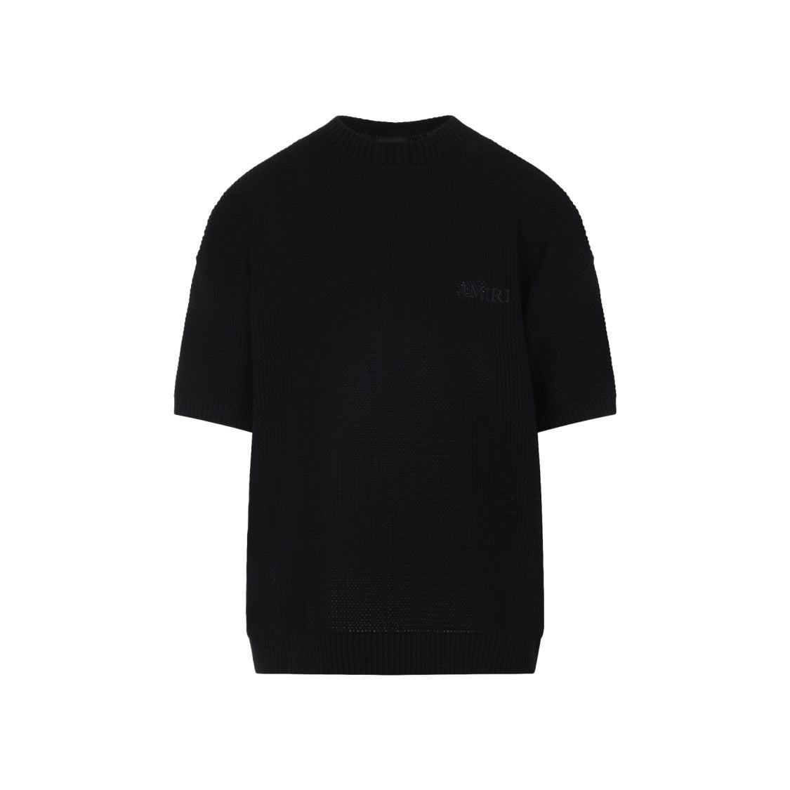 Amiri Black Cotton Crochet Mesh T-Shirt