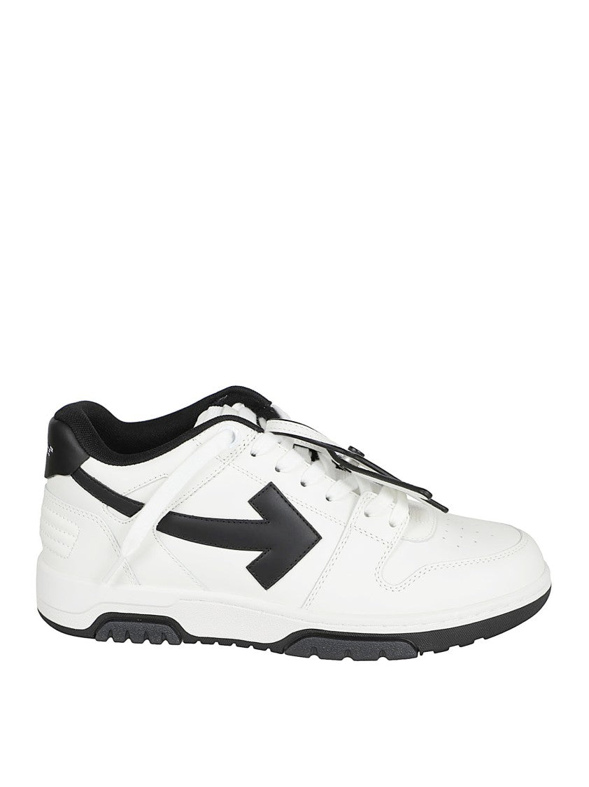 Off-White Low-Top Sneakers With Contrasting Black Accents