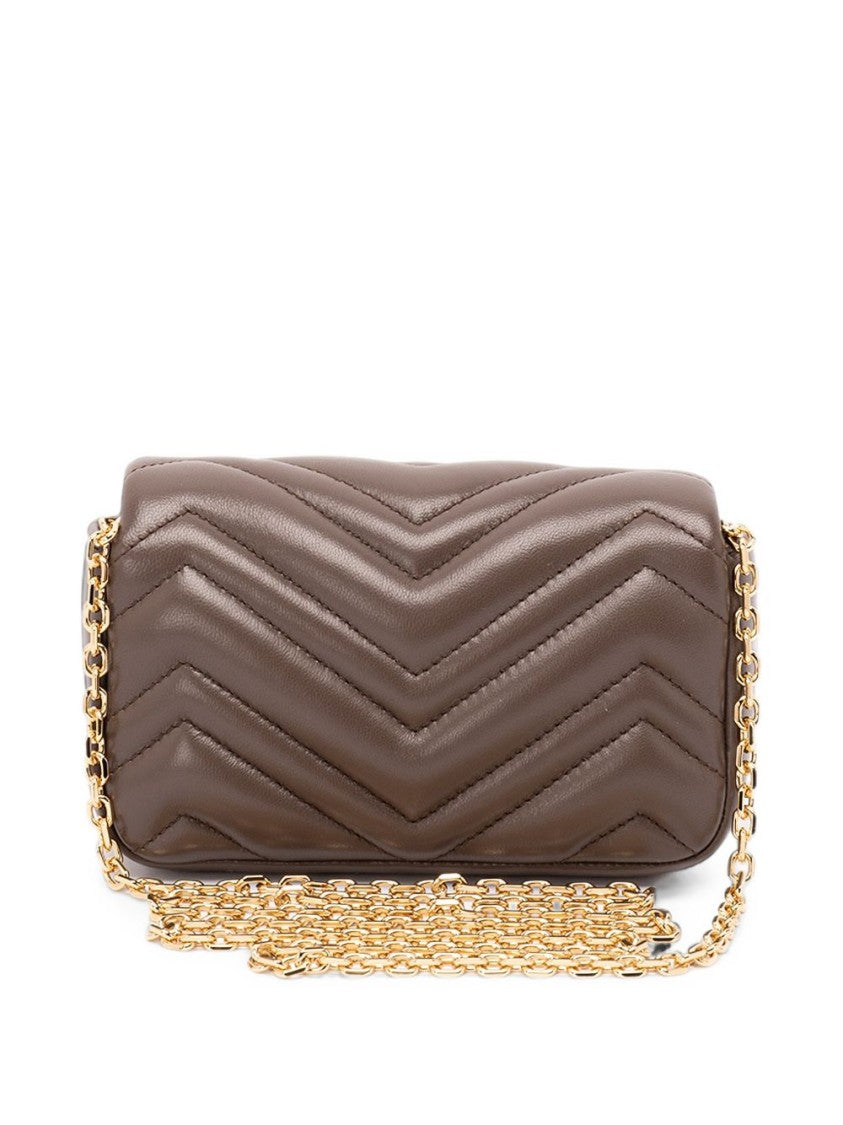 Gucci Black Gold Logo Chain Strap Quilted Lamb Leather Shoulder Bag