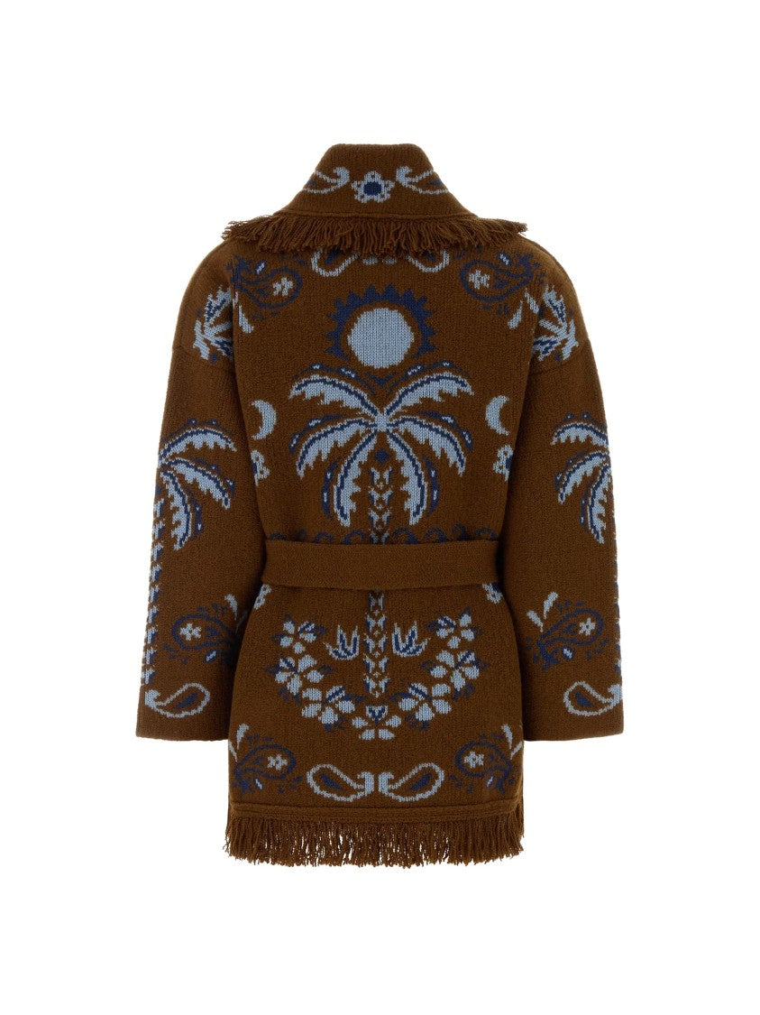 Alanui Island Roots Foulard Embroidered Wool-Blend Cardigan