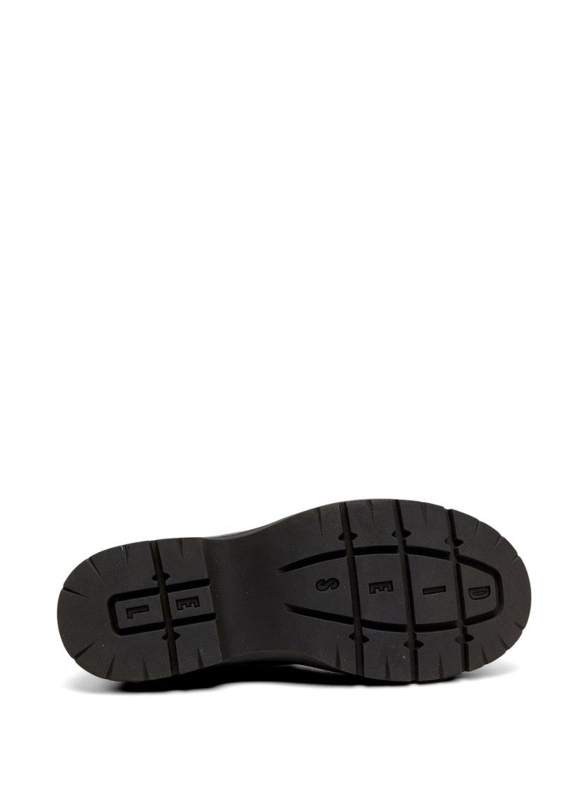 Diesel Ankle-High Textured Black Boots With Robust Sole
