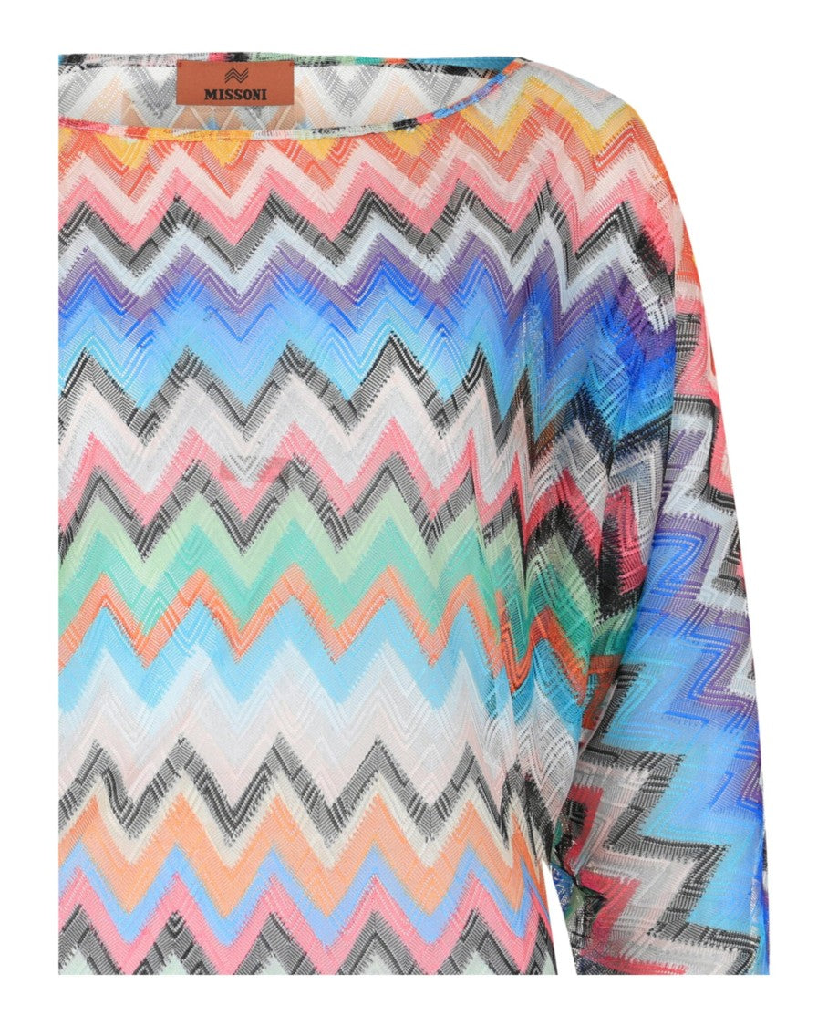 M Missoni Sheer Zigzag Print Top