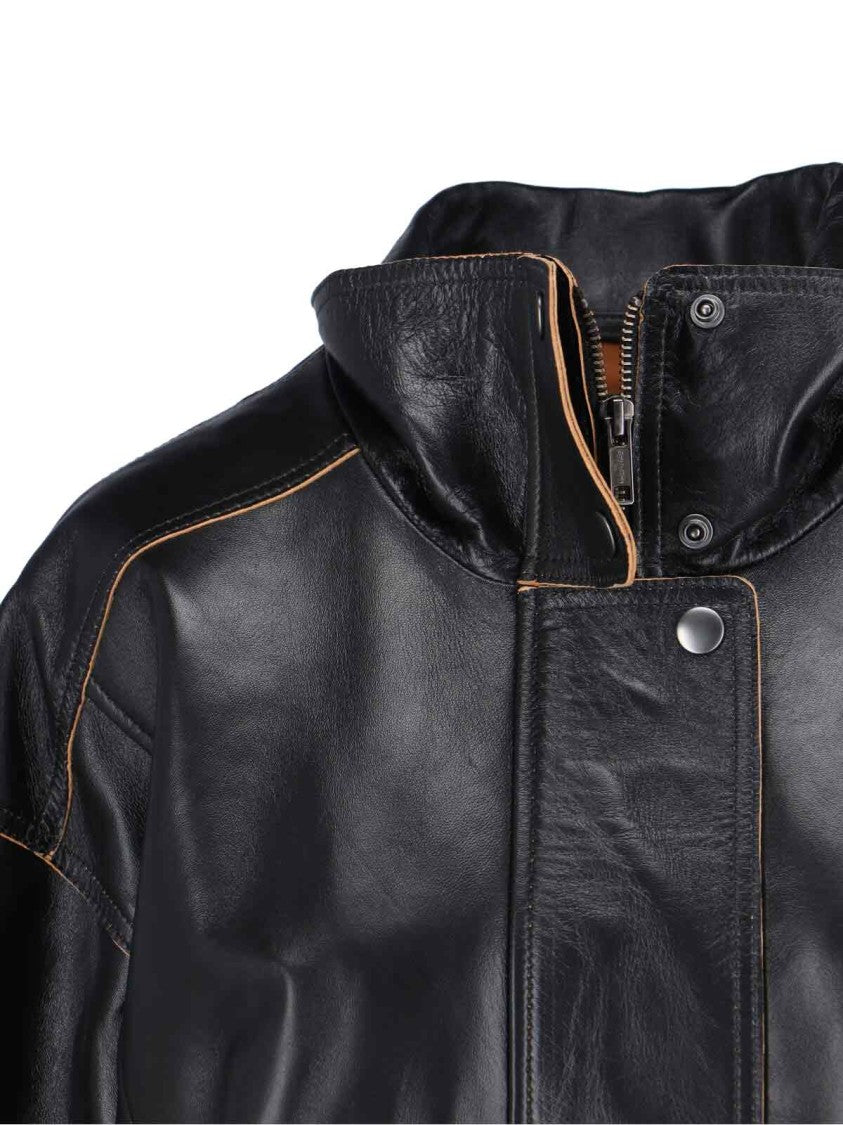 Calvin Klein Shearling Leather Jacket – Black