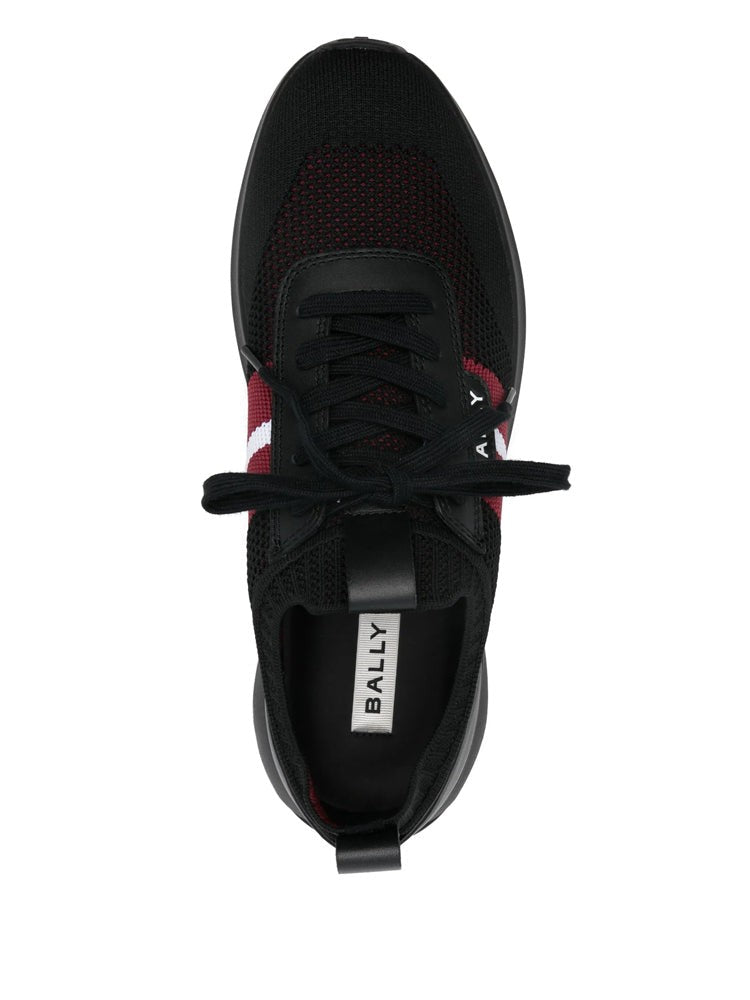 Bally Black Stripe Accents Leather Sneakers