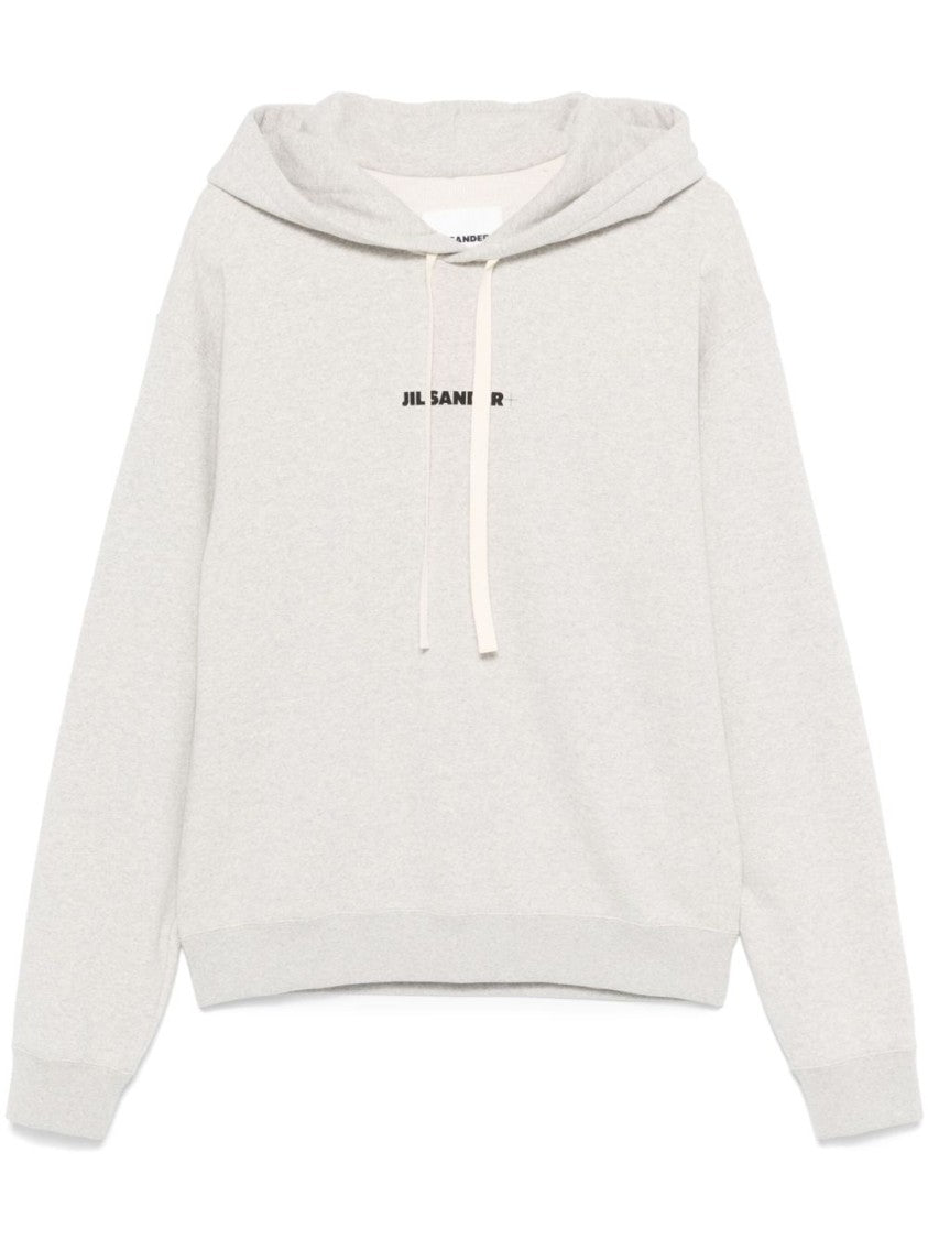 Jil Sander Light Grey Sweatshirt With Drawstring Hood