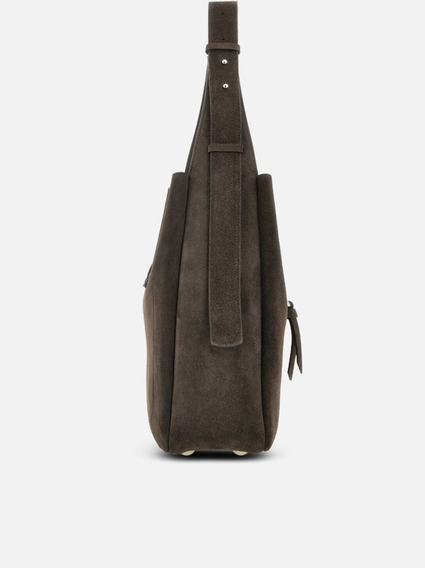 Hogan Structured Suede Handbag With Flap Closure
