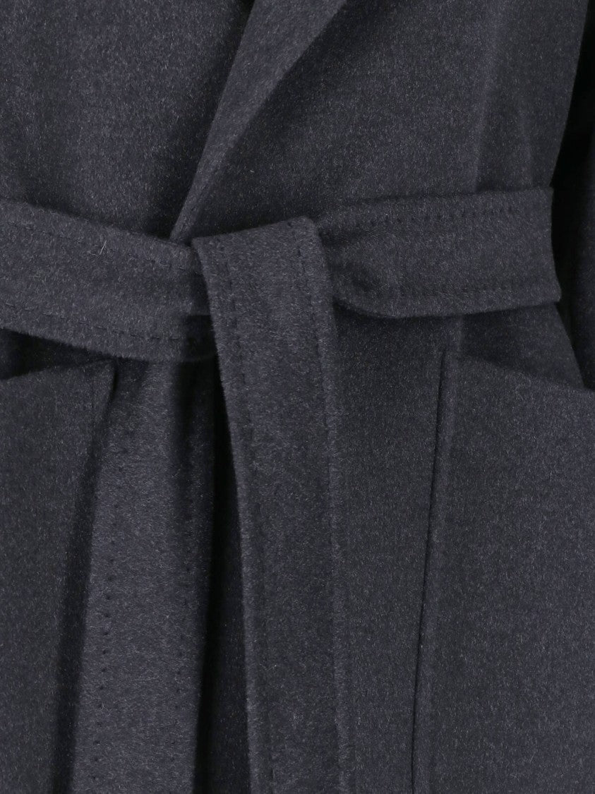 Tagliatore Grey Charlize Cashmere Belted Mid-Length Coat