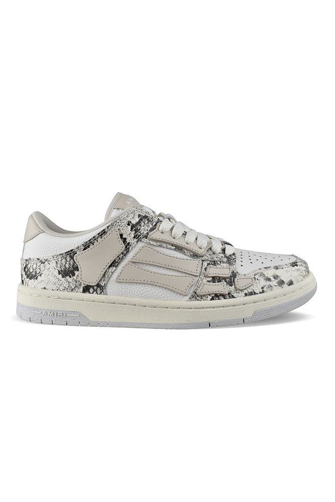 Amiri Low-Rise Beige And White Sneakers With Python-Effect Inserts