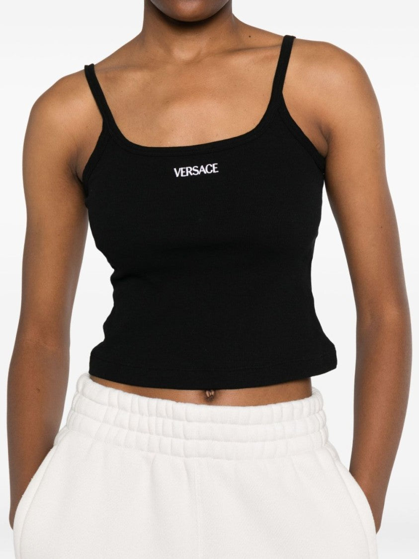 Versace Fitted Black Crop Top