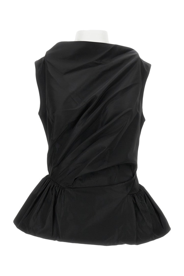 Simone Rocha Draped Fitted Top With Peplum Hem