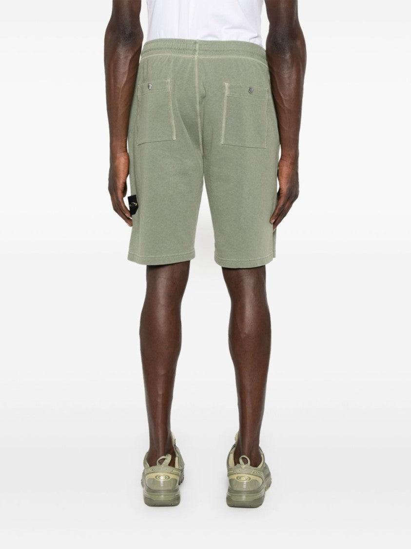 Stone Island Relaxed Fit Green Shorts With Drawstring