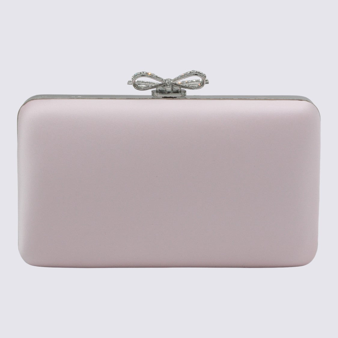 Self-Portrait Rectangular Clutch With Bow-Shaped Clasp And Silver Chain