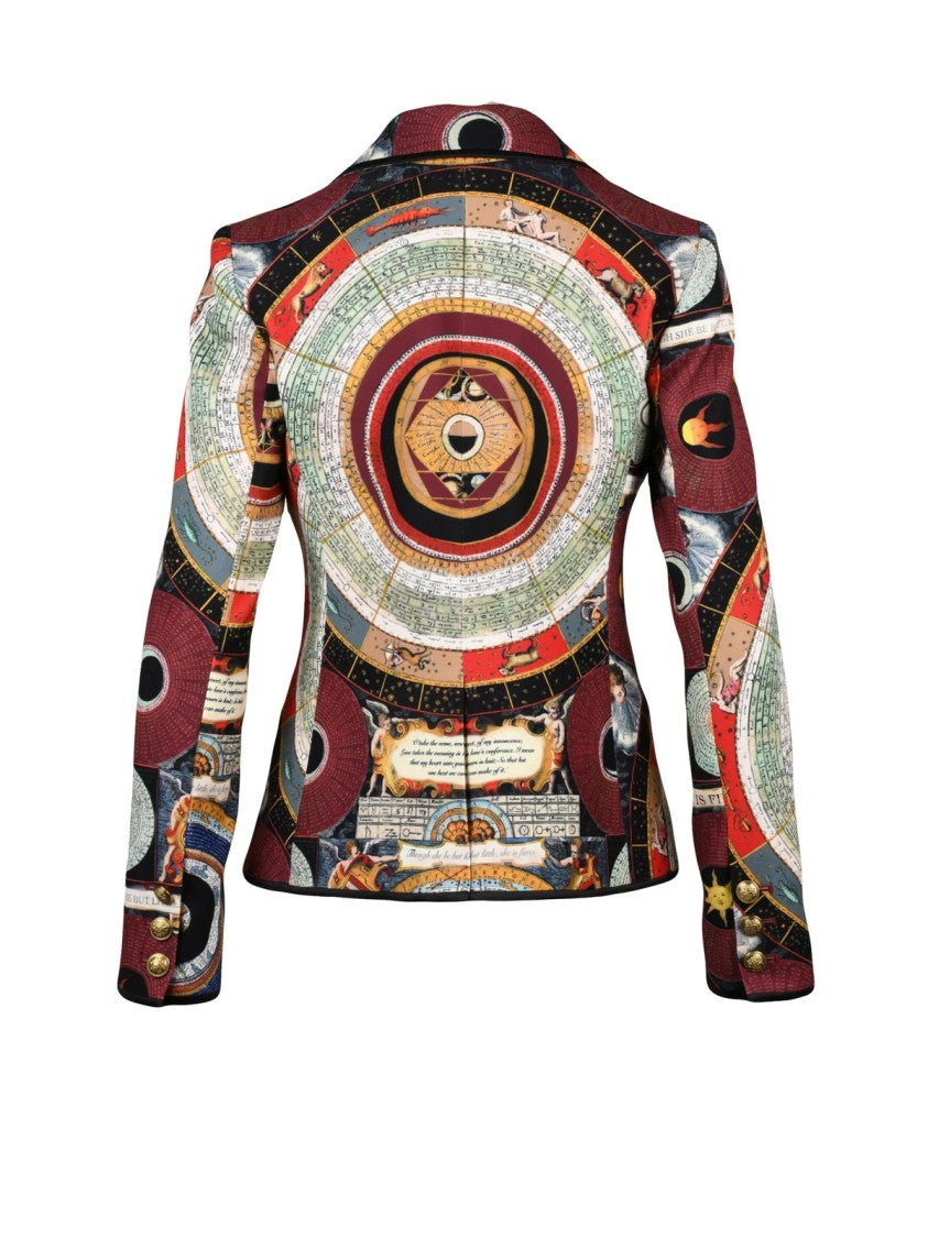Alice + Olivia Multicolor Patterned Hook Fitted Jacket