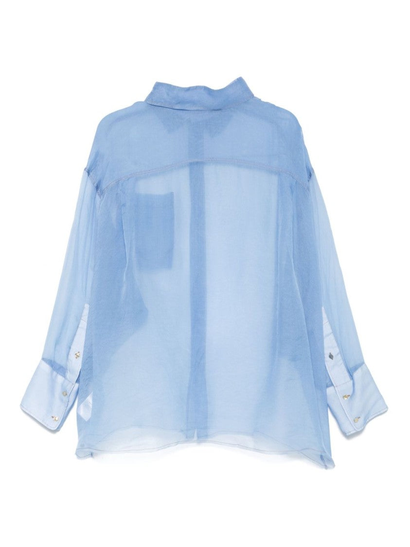 Darkpark Silk Light Blue Shirt With Classic Collar