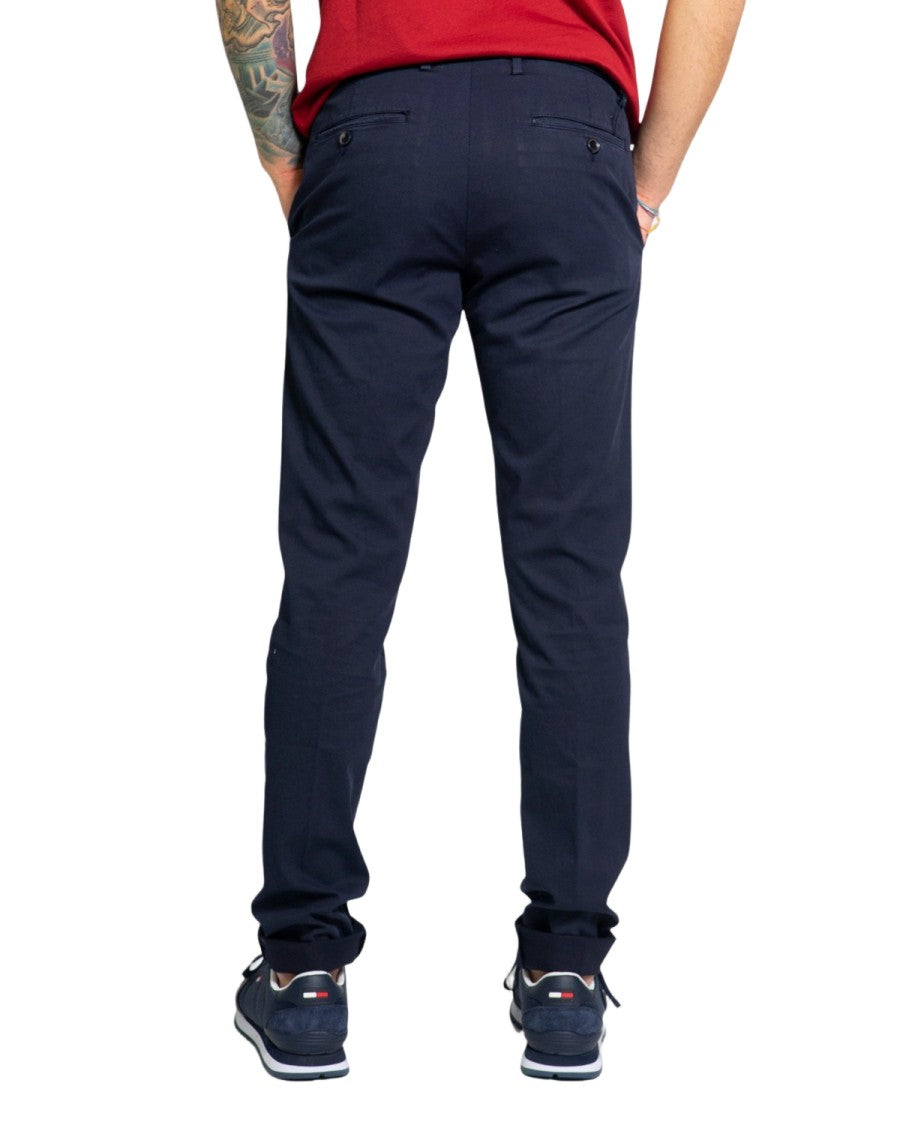 Harmont & Blaine Slim-Fit Tailored Navy Trousers With Functional Details