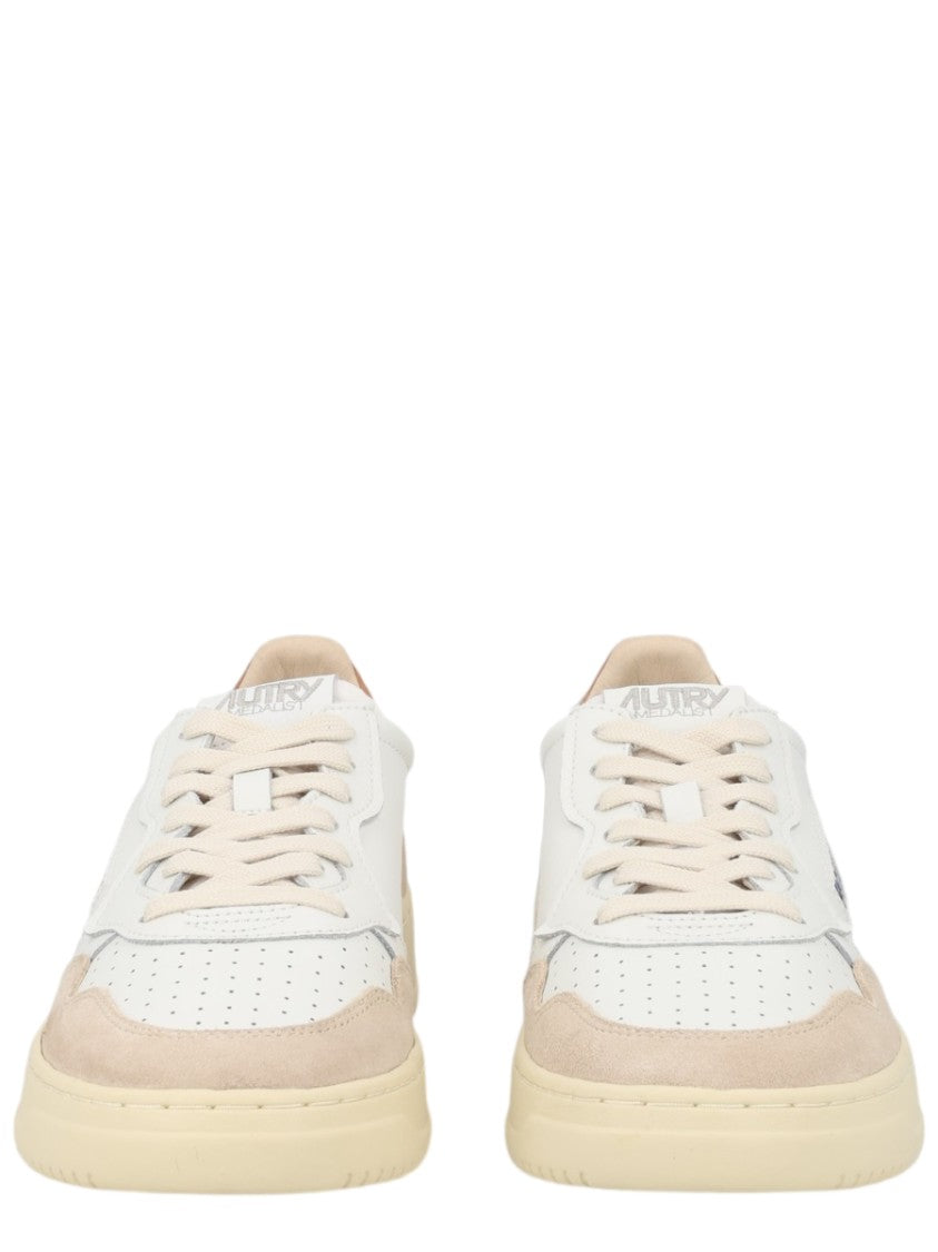 Autry Multicolor Perforated Suede-Trim Leather Sneakers