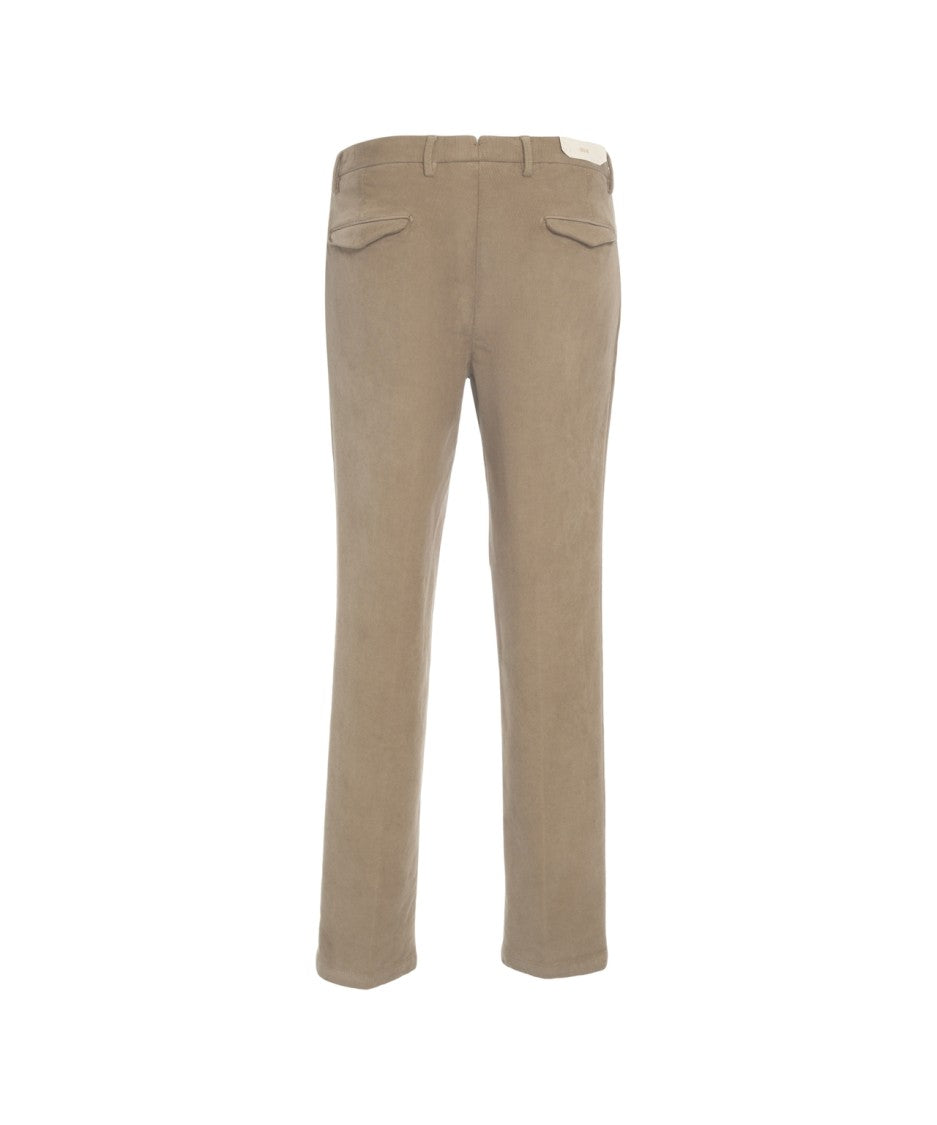 Briglia Beige Chino Pants With Pressed Pleats And Hidden Zip Closure