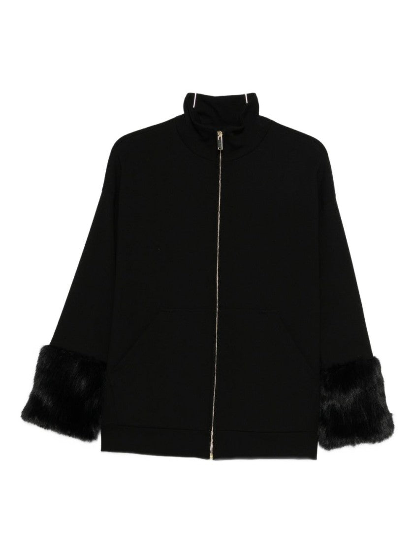 Semi Couture Zip-Up Jacket With Plush Fur Cuffs
