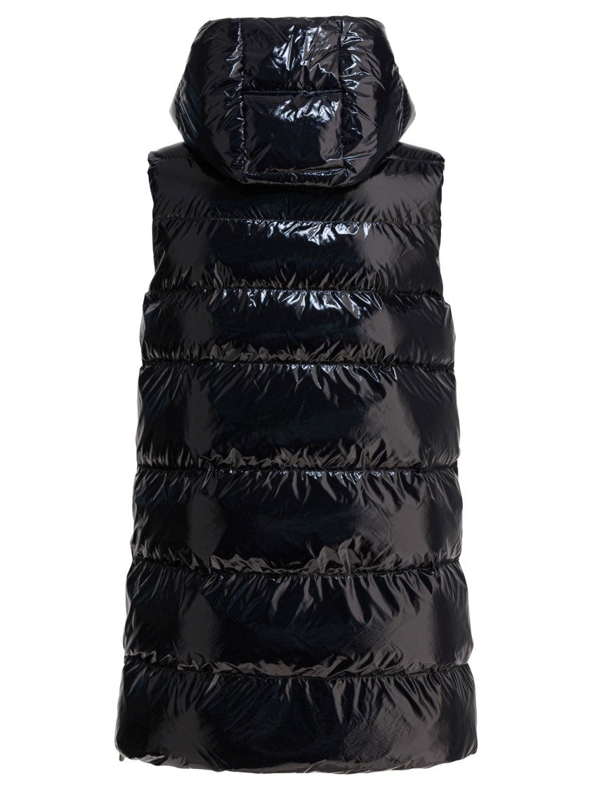 Pinko Glossy Quilted Sleeveless Jacket With High Collar