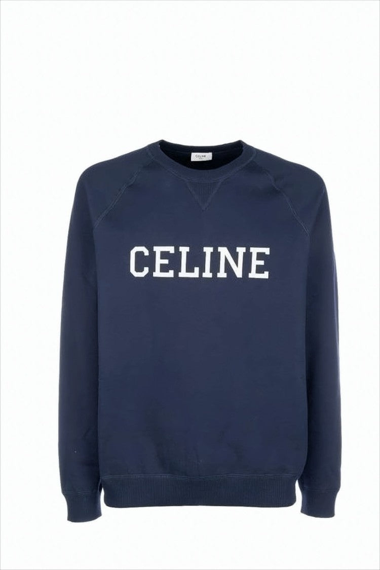 Celin Lettering Celine Relaxed-Fit Long-Sleeve Sweatshirt With Bold Lettering