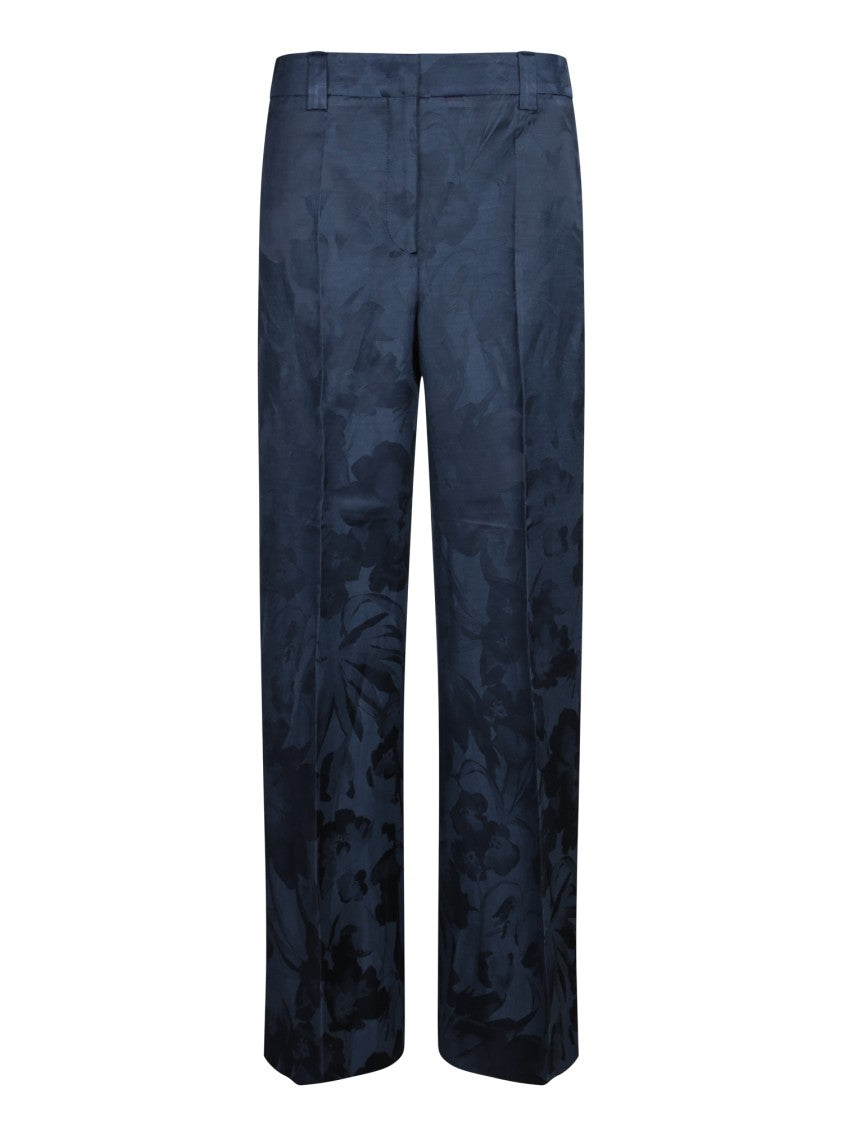 Incotex Tailored Blue Trousers With Subtle Floral Pattern