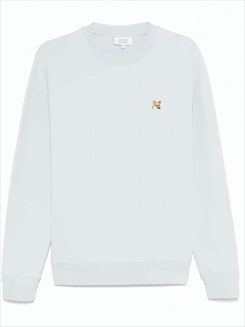 Maison Kitsuné Light Grey Crewneck Sweatshirt With Embroidered Fox Logo