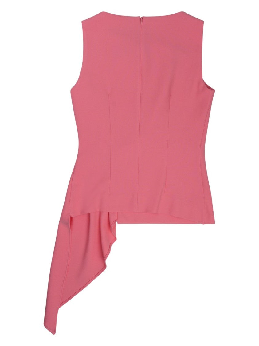 Oscar The Collection Asymmetrical Draped Pink Tank Top With Concealed Zipper