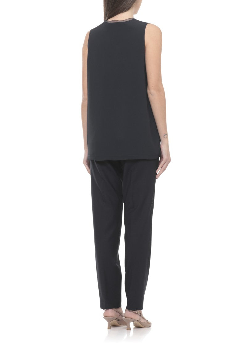 Fabiana Filippi Blue Lightpoint Detail Silk-Blend Top