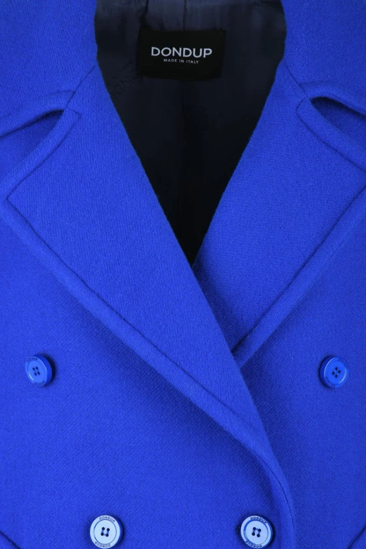 Dondup Long Double-Breasted Coat Cashmere - Royal Blue