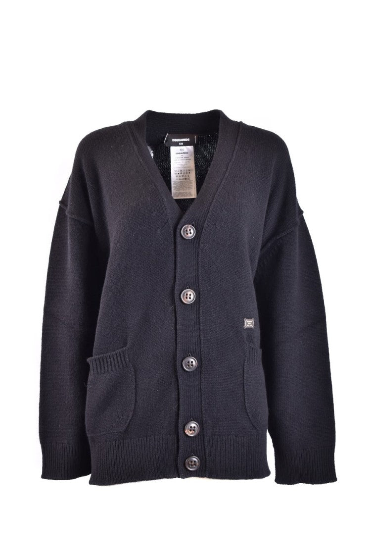 Dsquared2 Black V-Neck Cardigan