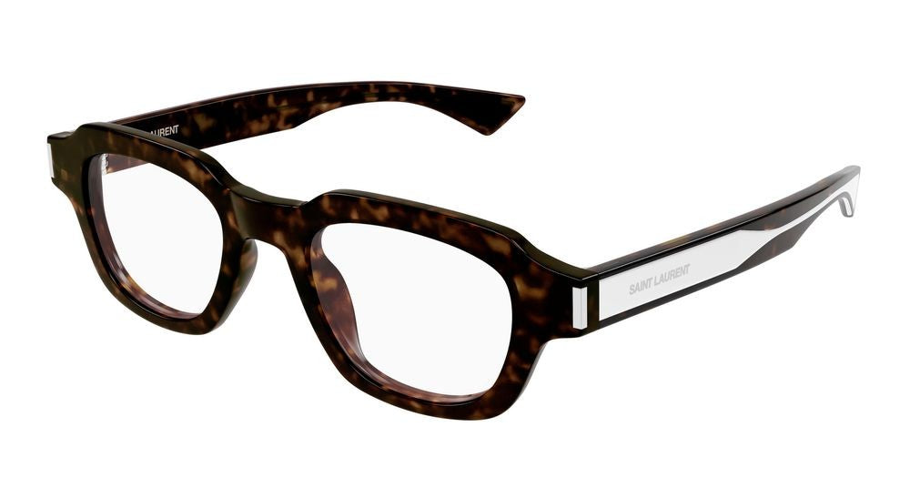 Saint Laurent Havana Crystal Accents Bold Oversized Eyeglasses
