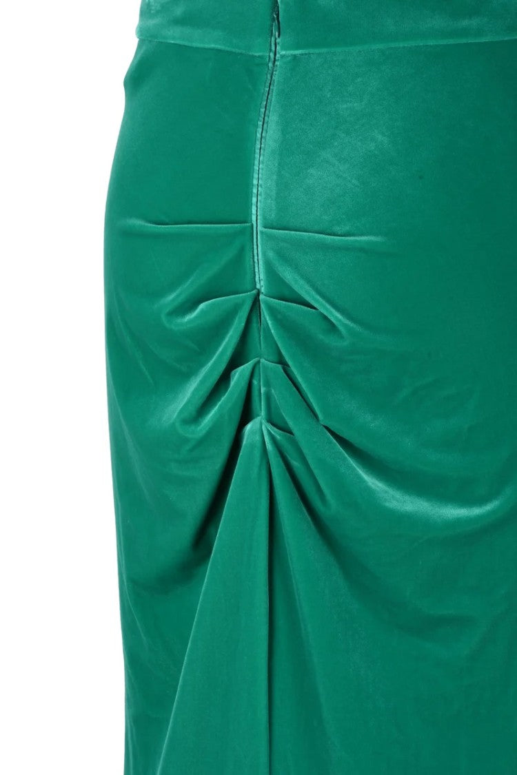 Elisabetta Franchi Long Velvet Skirt - Green