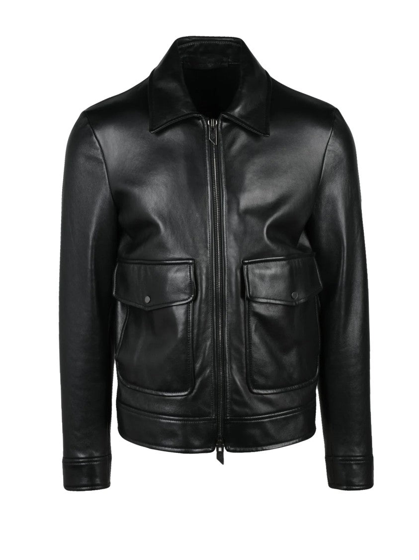 Salvatore Santoro Black Zip-Up Leather Jacket