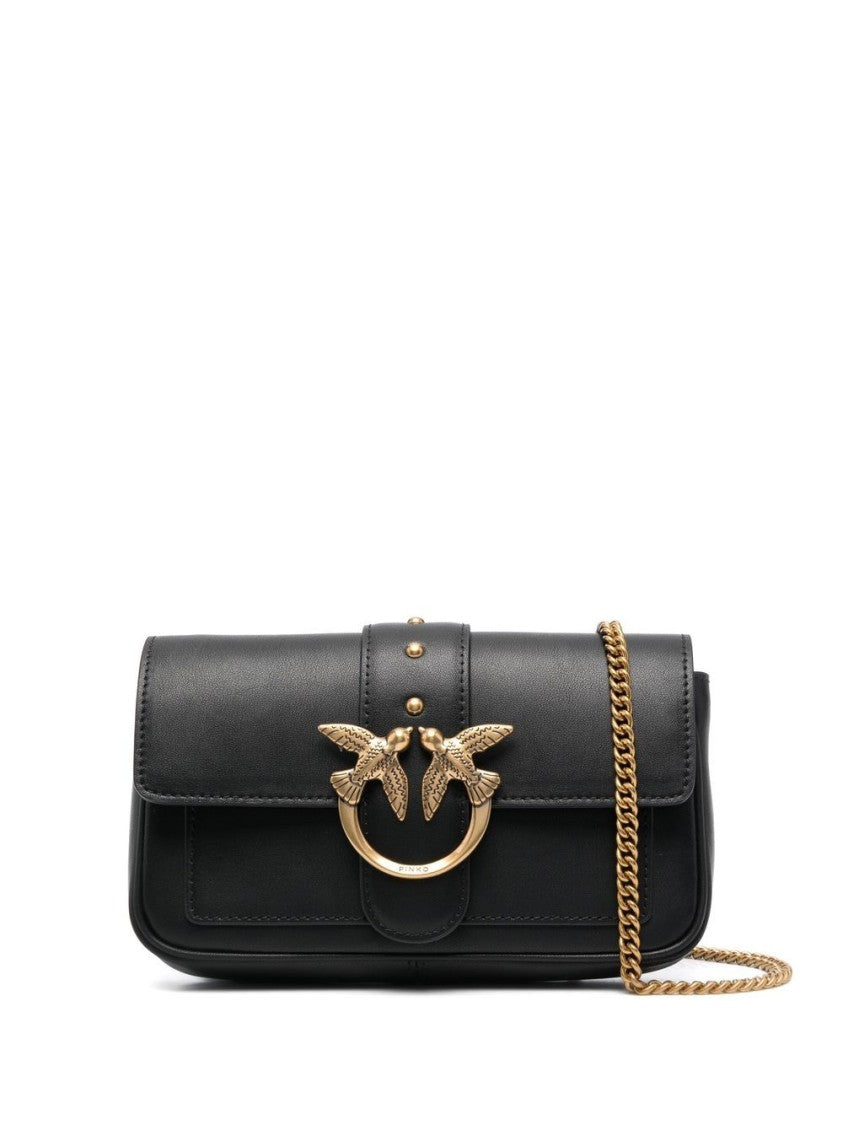 Pinko Jet Black Calf Leather Handbag
