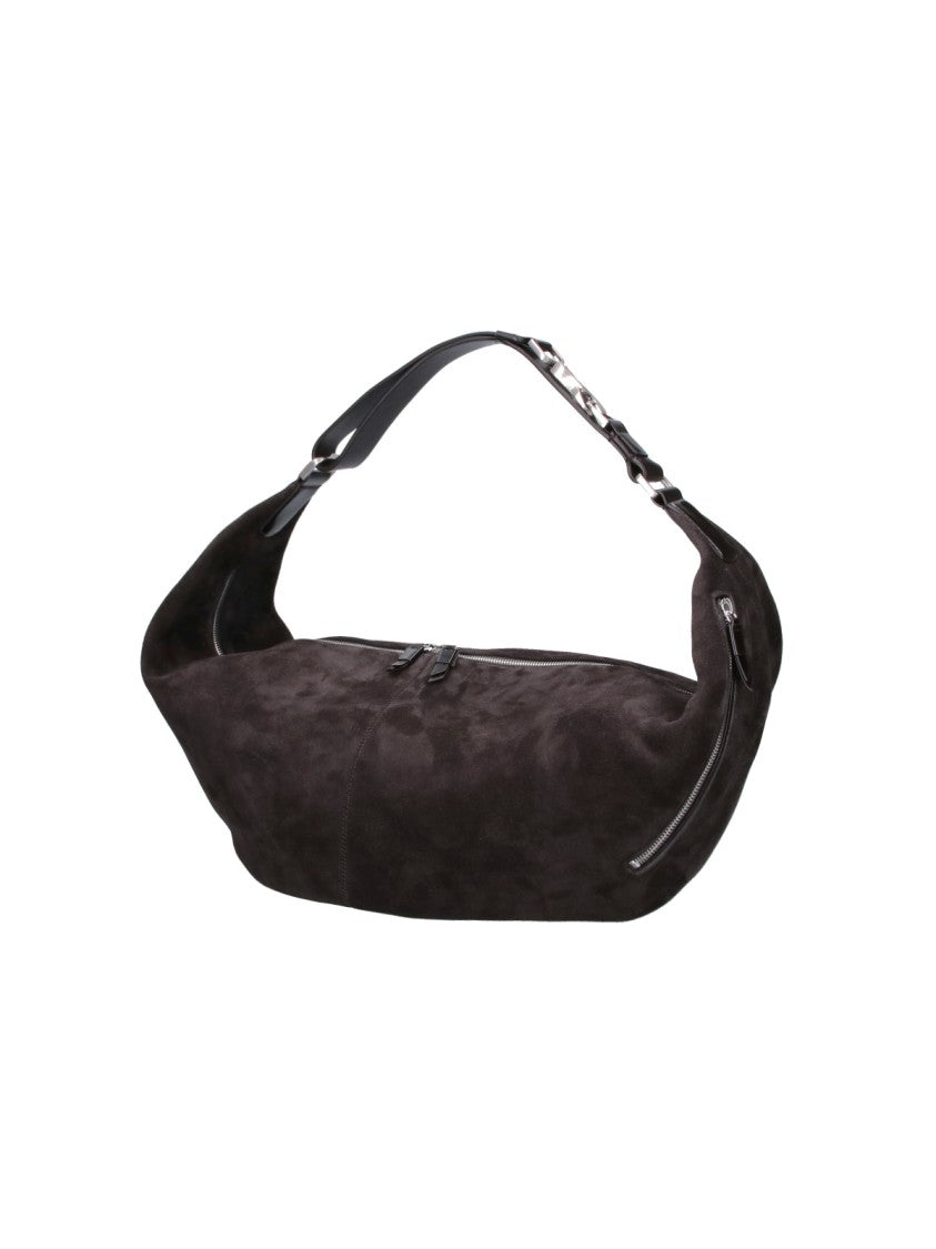Lemaire Brown Quiver Clip Large Suede Shoulder Bag