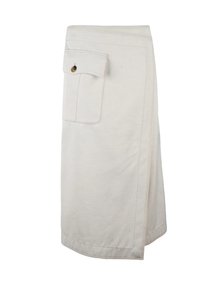 Philosophy Di Lorenzo Serafini Beige Cotton Wool Polyamide Long Canvas Skirt