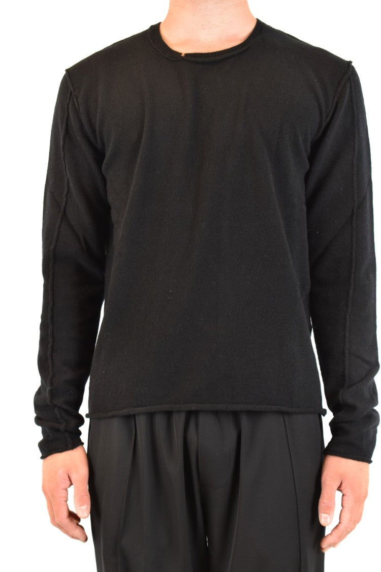 Isabel Benenato Black Knit Sweater With Classic Crew Neckline