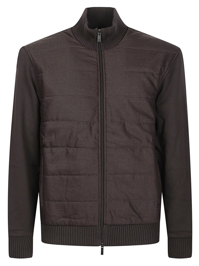 Fay Zip Quilted Panel Cotton Zip-Up Jacket