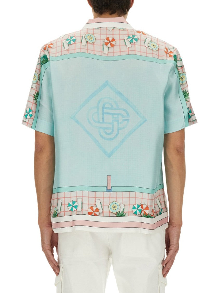 Casablanca Vibrant Silk Short-Sleeved Shirt With Geometric Patterns