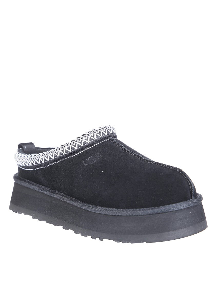 Ugg Black Tazz Ii Suede Woven Trim Slip-On Flats