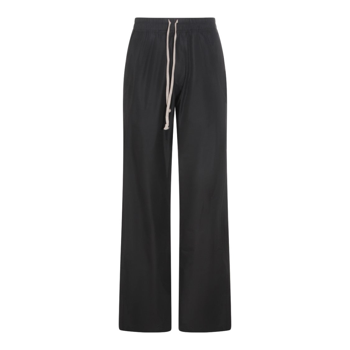 Moncler X Rick Owens Loose Fit Black Trousers With Drawstring Waist And Embroidered Logo