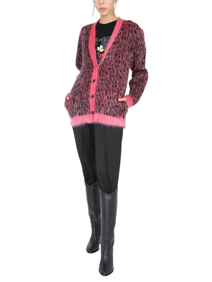 Saint Laurent Leopard Jacquard Cardigan