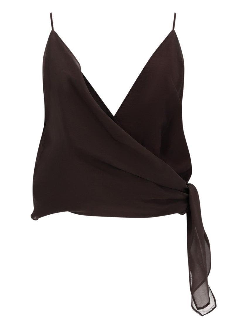 Alysi Silk-Blend Draped Wrap Drapped Top