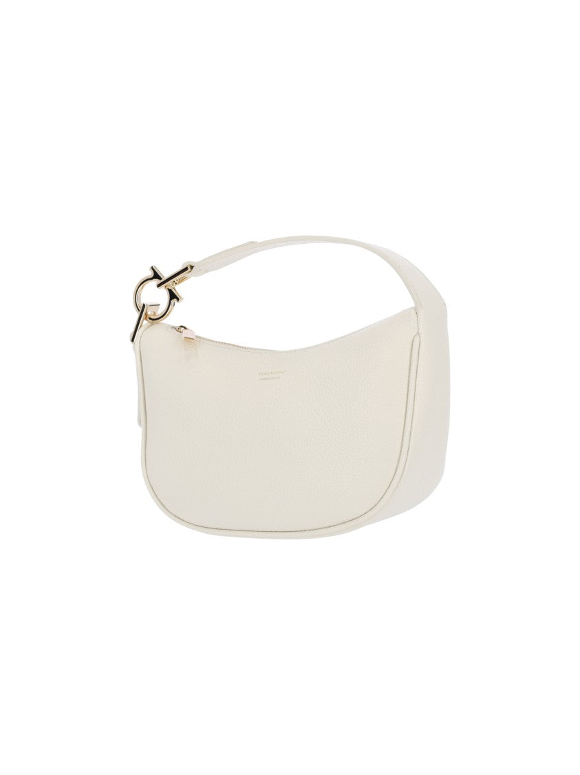 Ferragamo Mini Hobo Bag In White Calfskin